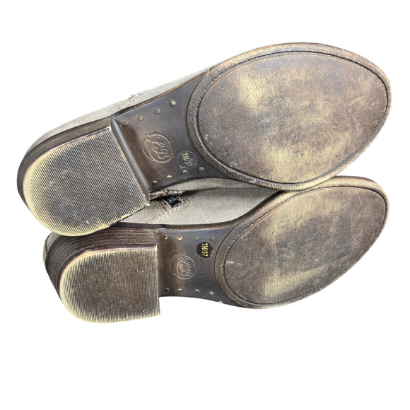 Lucky Brand Bartalino Booties Womens 7 Tan Suede Leather Ankle Boots Zipper Boho - Picture 11 of 12